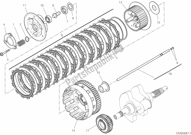 All parts for the Clutch of the Ducati Scrambler 1100 Special Thailand USA 2019